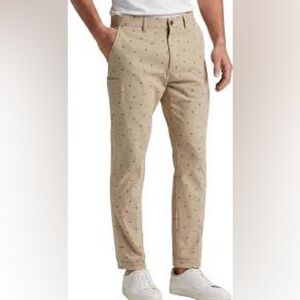 Con.Struct Men’s Slim Fit Stretch Chino Pants Khaki Novelty Print Crab  W32 L30